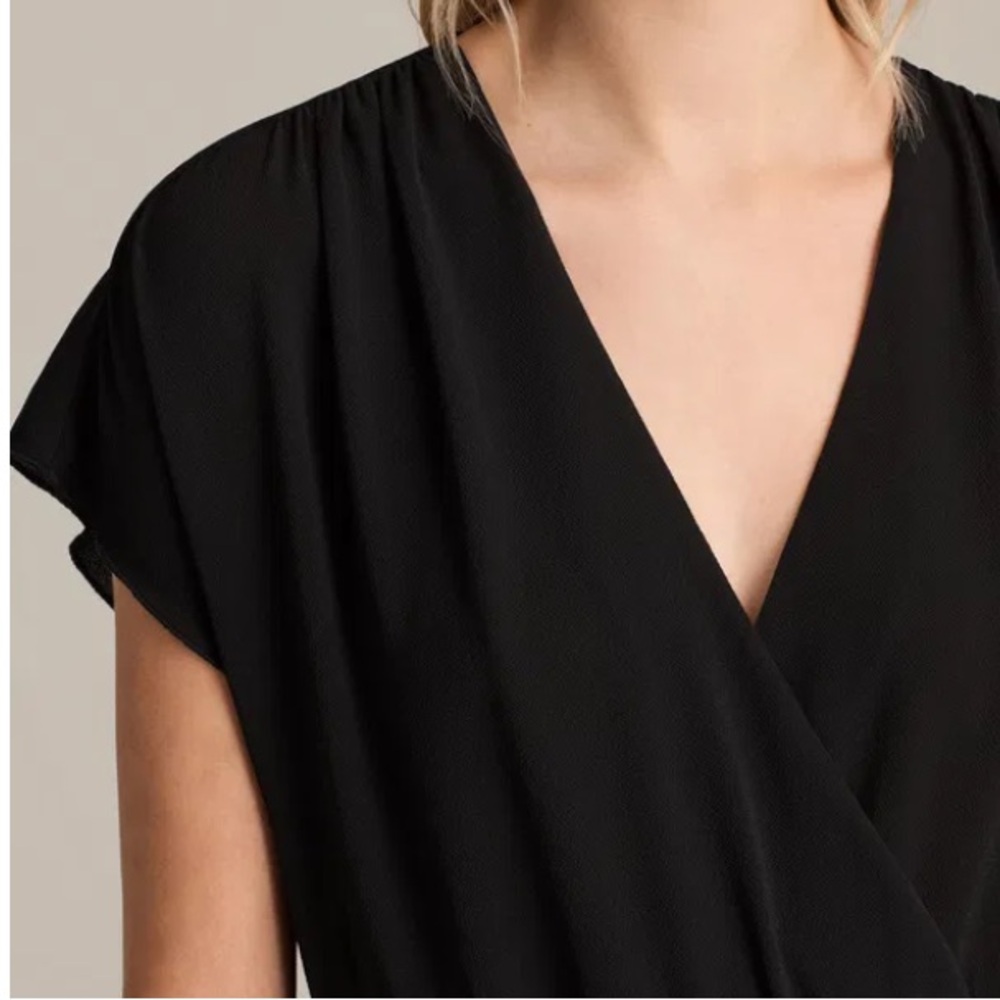 All Saints Black Myer Pleated Dress Sz Small - Picture 3 of 15